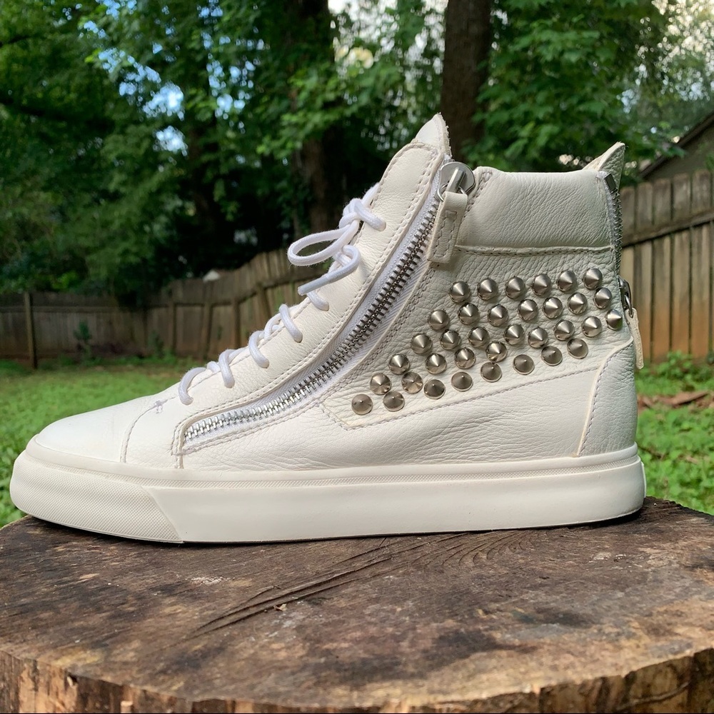 Giuseppe Zanotti white spiked high top sneakers EUR 42 - Picture 6 of 15
